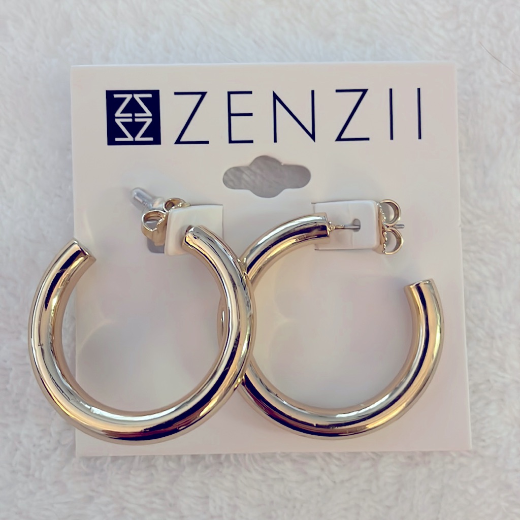 182 Zenzill Gold Tone Hoop Earrings Nwt 28$